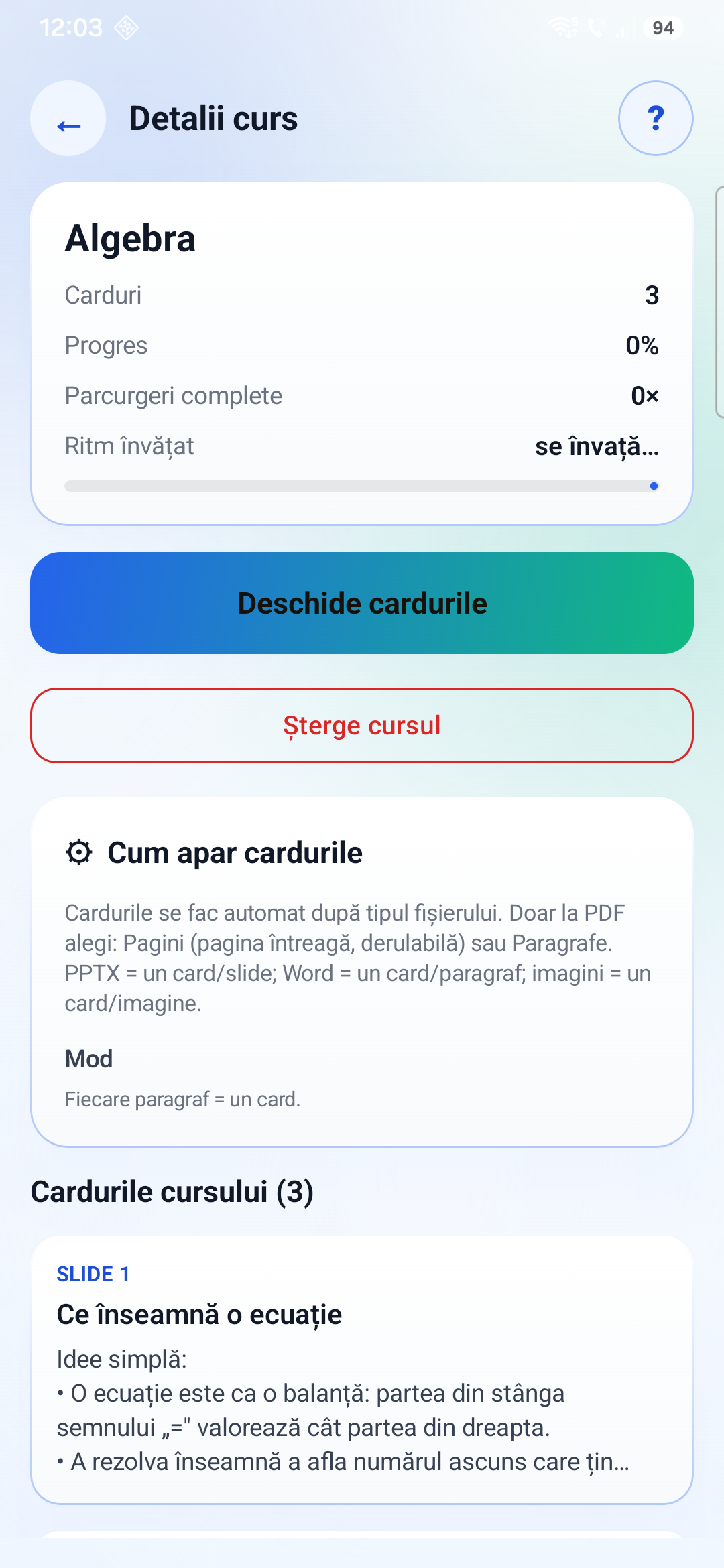 Course details